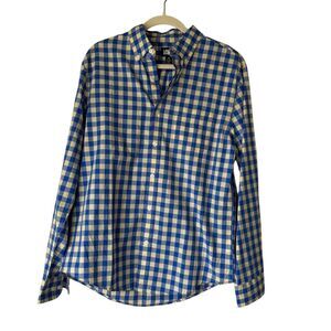 Lands' End Men's M Blue Check Long Sleeve Button-Down Shirt Casual